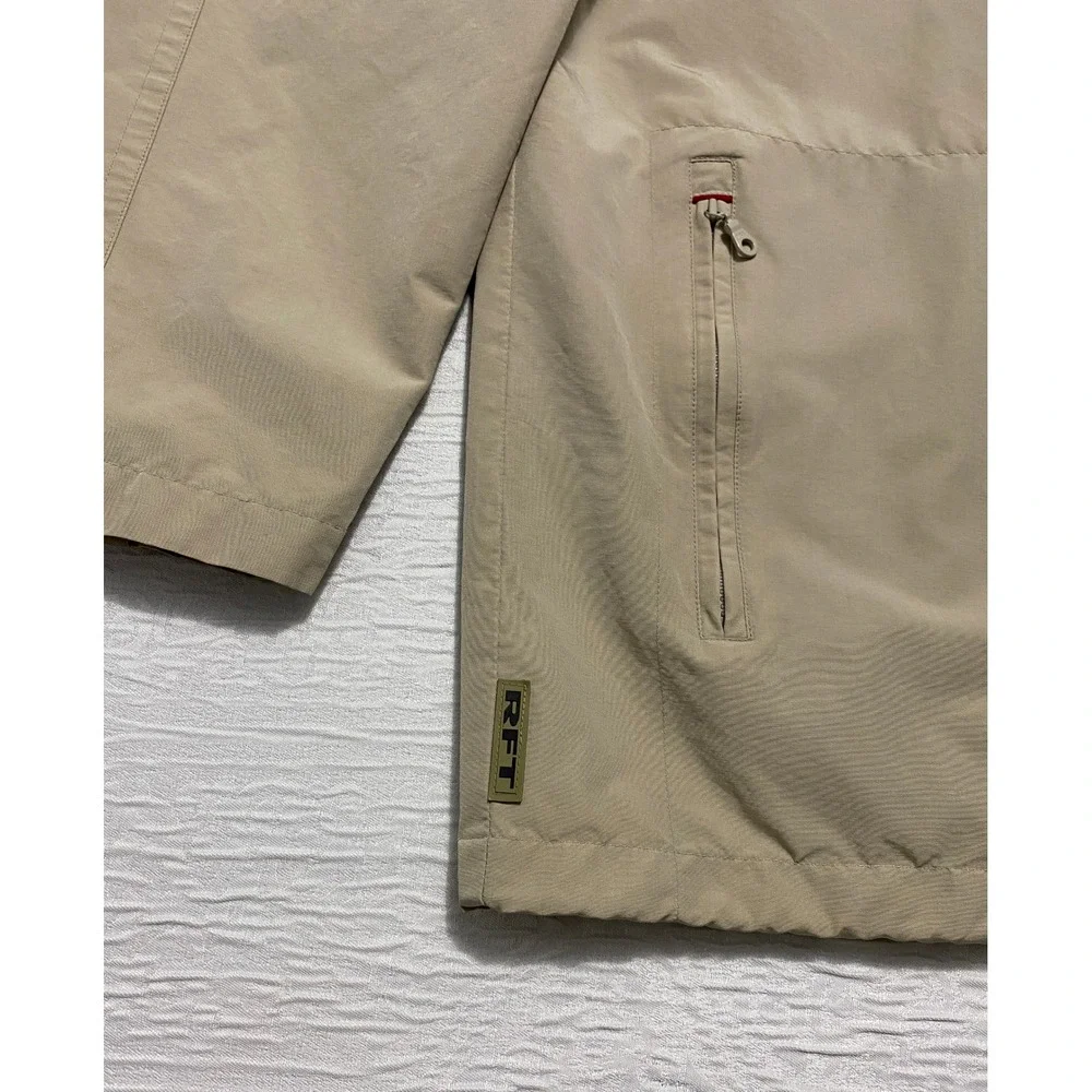 RFT by Rainforest Mens Jacket Full Zip Button Up‎ Khaki Beige Coat Medium